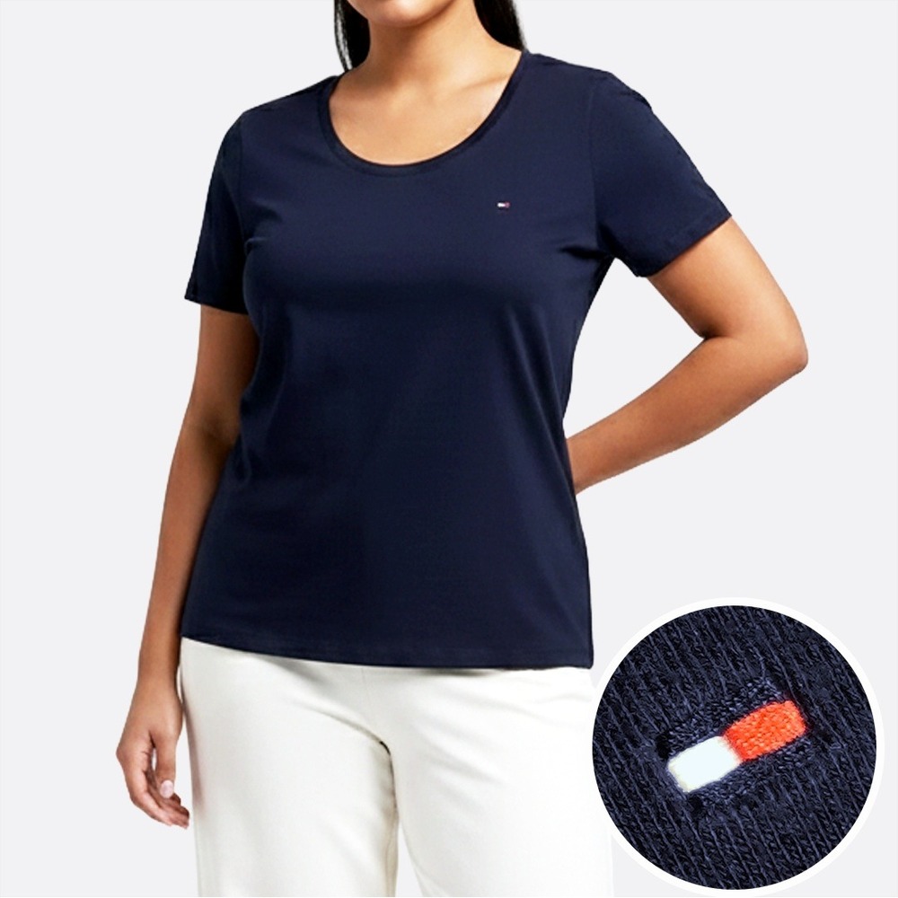 Tommy Hilfiger Midnight Navy Cotton Logo Tee Crewneck Favorite T-Shirt 0X L